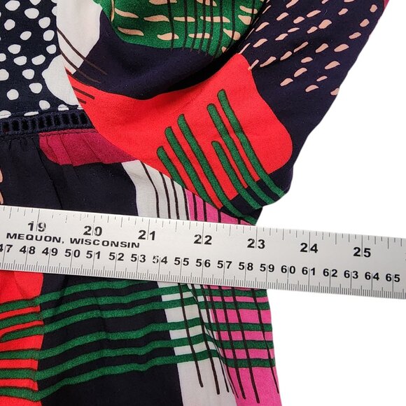 Luna Moon Boho Patchwork Peasant Blouse Women’s M Multicolor Rayon Floral - Picture 12 of 12